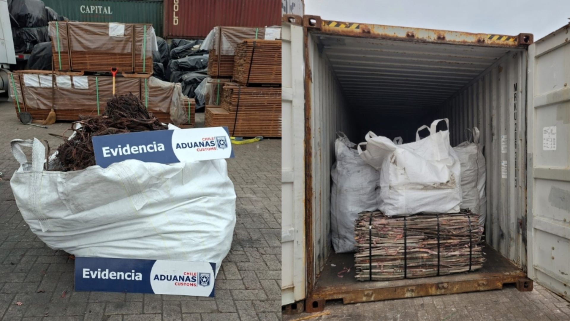 Aduana de Arica detecta exportación ilegal de 429 kilos de cobre robado que eran enviados a China como chatarra