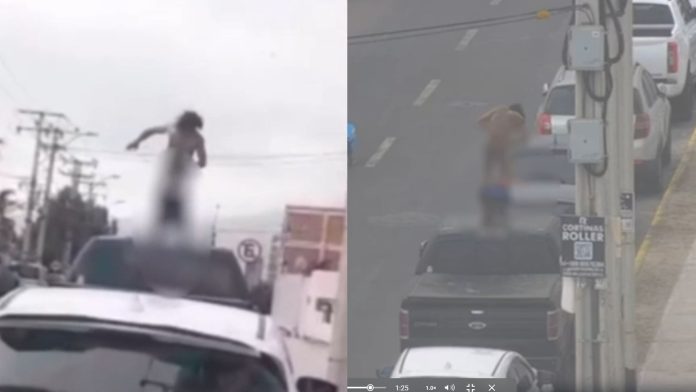 Formalizan a hombre que se desnudó sobre vehículo y causó desórdenes en sector de la Península de Iquique