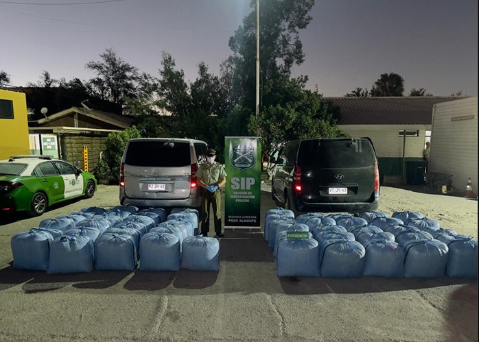 Formalizan a dos hombres detenidos con más de una tonelada de hojas de coca en Ruta 5 Norte