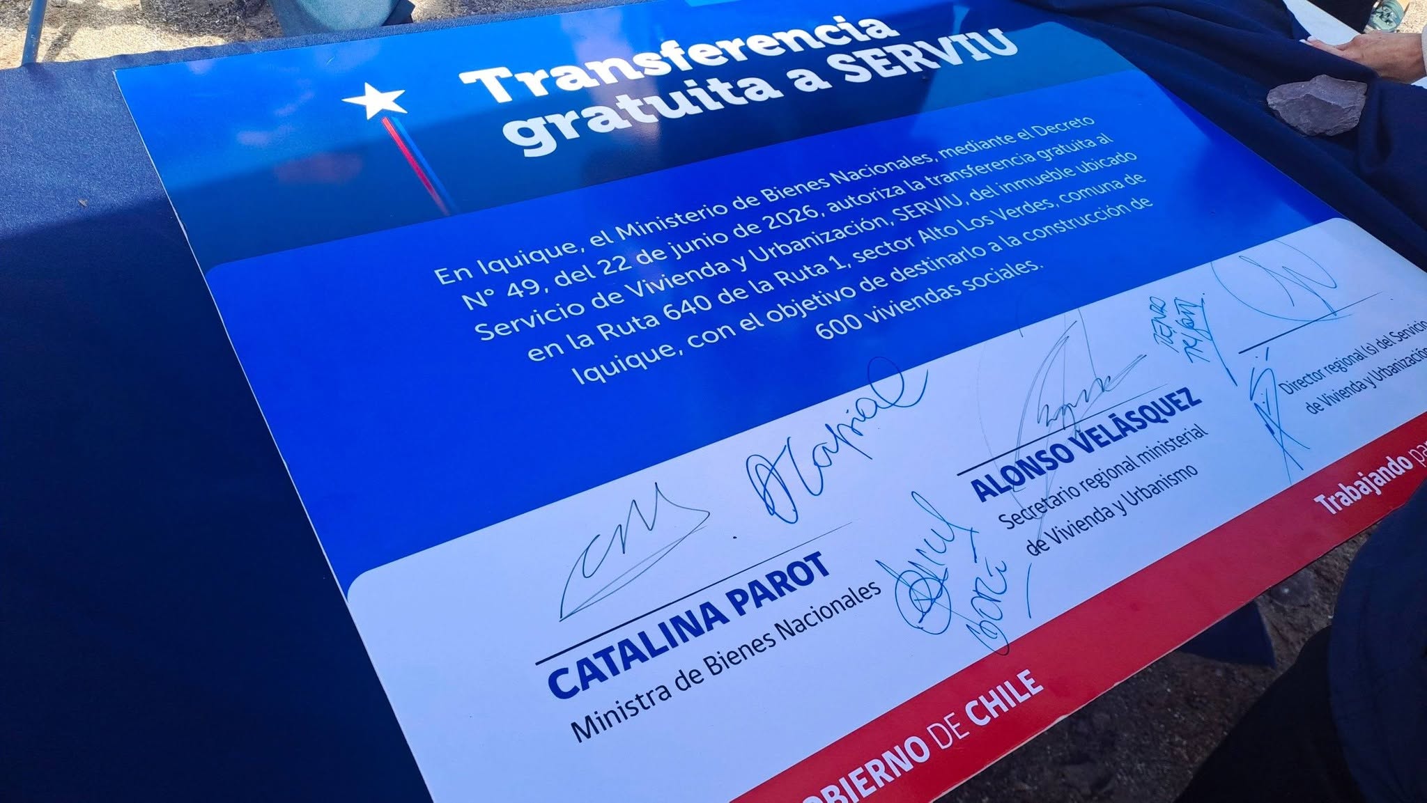 Bienes Nacionales entrega terrenos al Serviu Tarapacá para construir 600 viviendas sociales en sector de Los Verdes