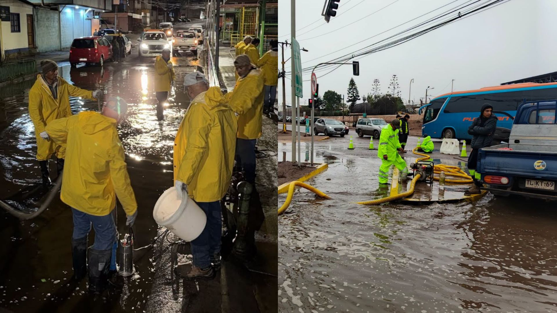 Municipios de Iquique y Alto Hospicio realizan retiro de agua acumulada por precipitaciones