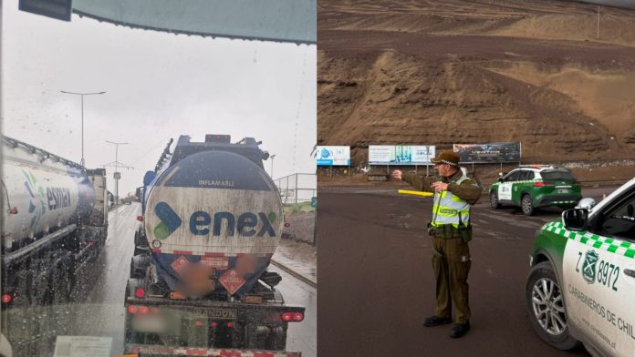 Habilitan pista de bajada de Ruta A-16 sólo para camiones y buses: Segundo acceso a Iquique está transitable